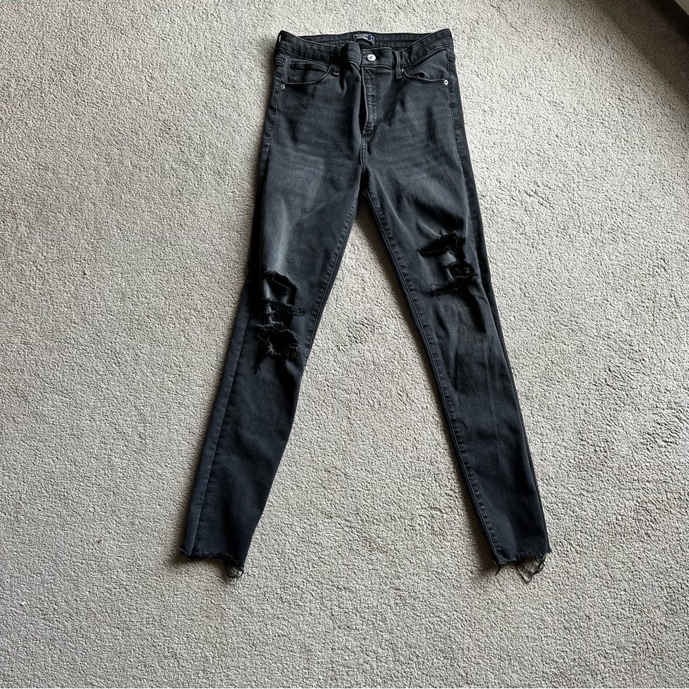 Abercrombie Simone High Rise Black Ripped Super Skinny Jeans Sz 29